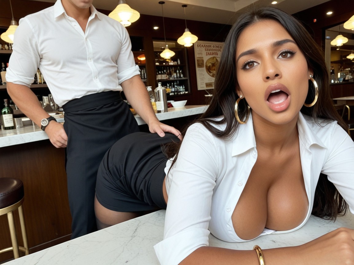 2 People, Handsome Man In Suit Fucking Woman From Behind, Black High Heels Indian AI Porn