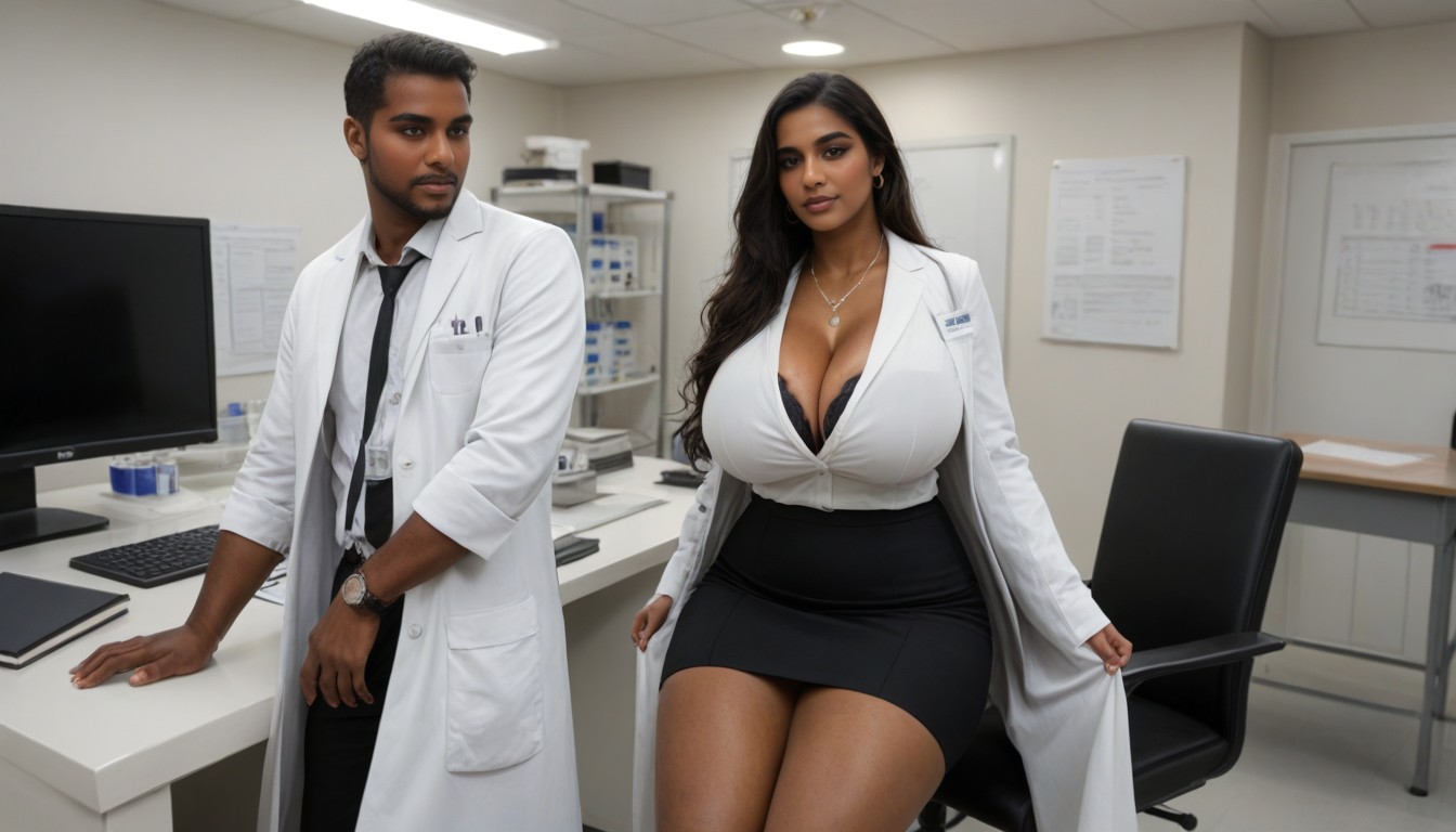 Cleavage, Female Lab Ceo Fully In Love With Male, Male Lab Assistant Indian AI Porn