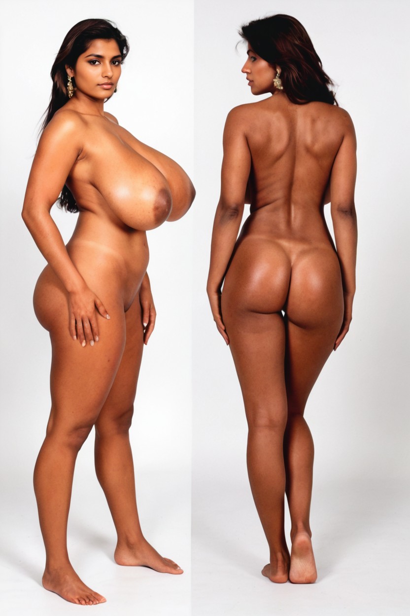 Fully Naked, Two Views, Neutral Expression Indian AI Porn