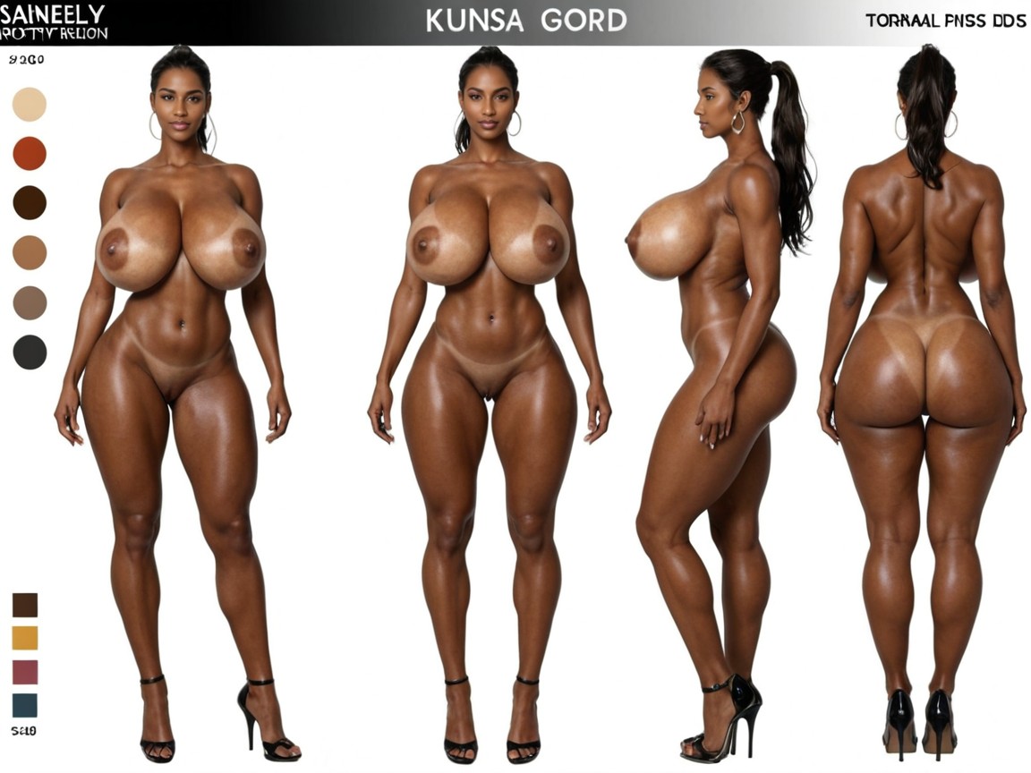 Fat Ass Extreme Heavy Saggy Tits Hyper Sized Breasts, Model Sheet, Tiro Largo Porno indio IA