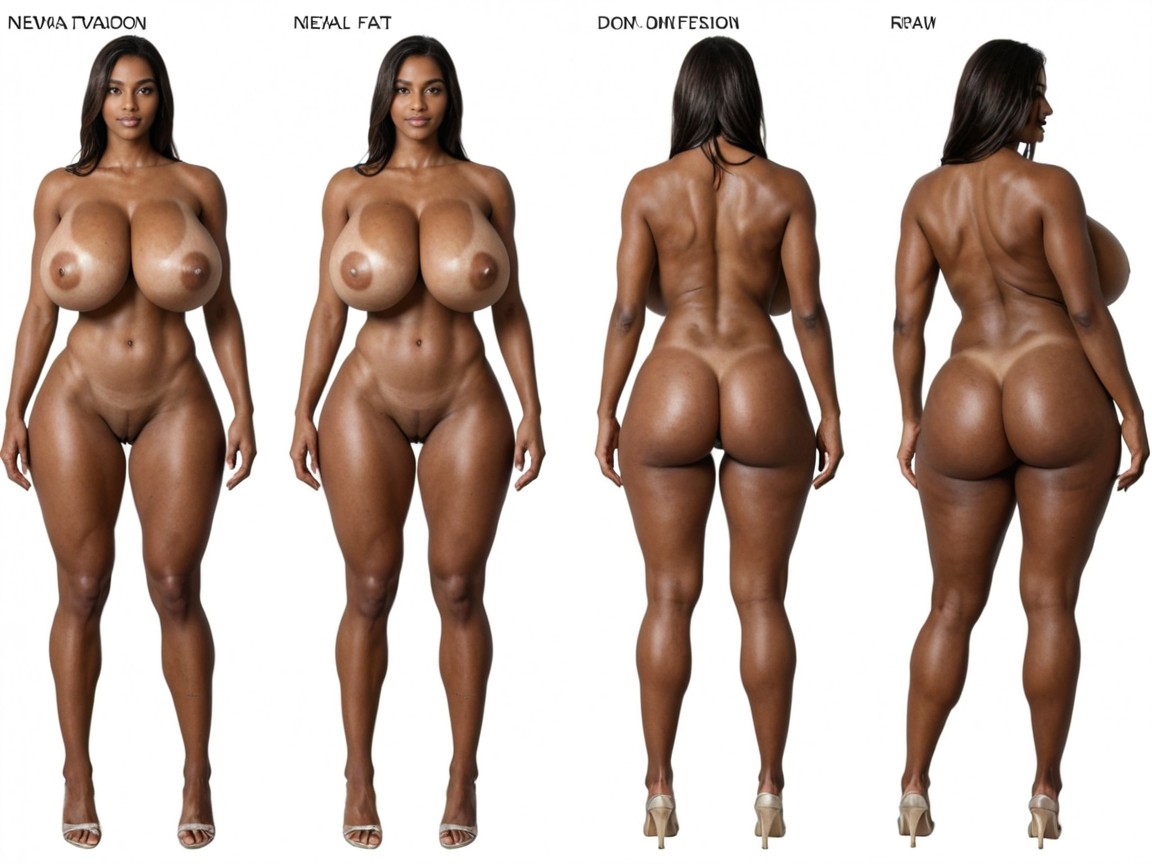 Heavy Wide Hips, Thick Thighs, Dark Ebony Skinned Woman 인도 AI 야짤