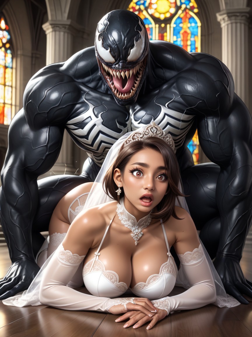 Long Hourglass Figure, Massive Eyelashes, Wedding Veil Indian AI Porn