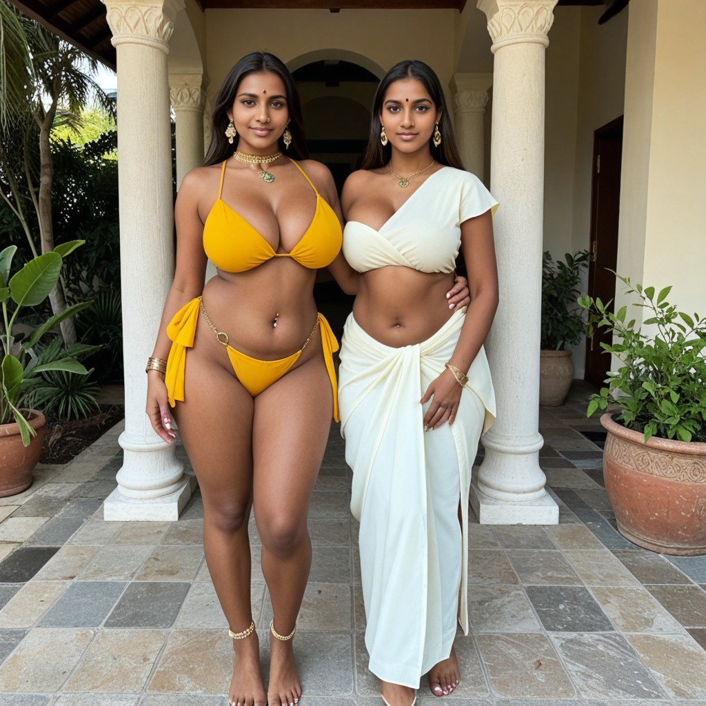 Indian Ornaments, The Second Model Has Moderate Brown Skin, Ankle 인도 AI 야짤