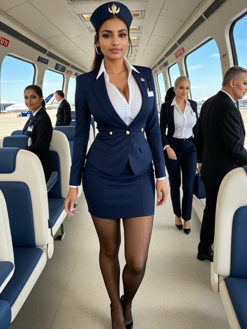 Dark Blue Skirt, 25+, Long Hourglass Figure Indian AI Porn