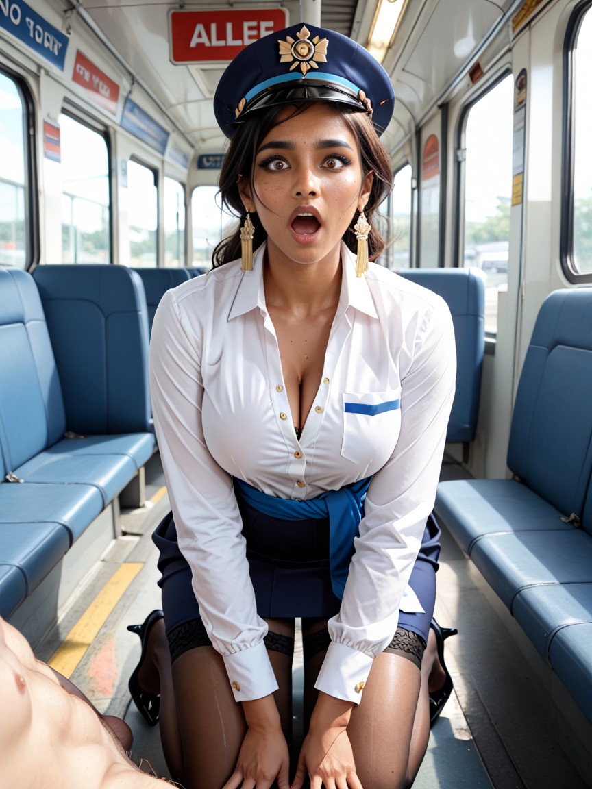 Delicate Features, Lots Of Freckles, Bus Stop Indian AI Porn