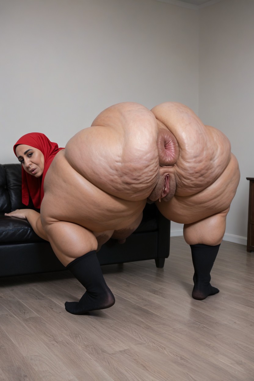 Bent Over, Ssbbw, Spreading Legs While Squatting Indian AI Porn