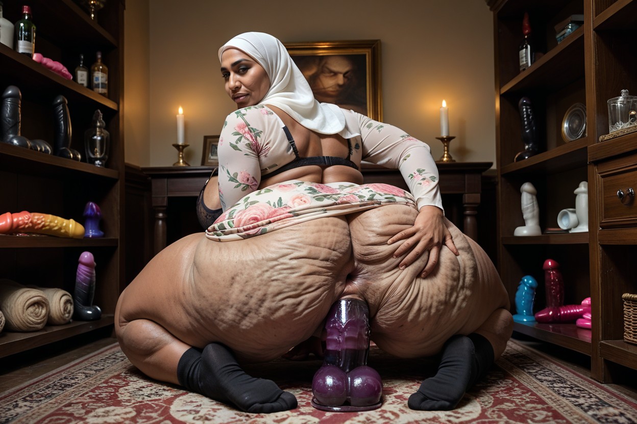 Dress With Hole In Ass, Low Ambient Light, Dildo Inside Her Rectum Indian AI Porn