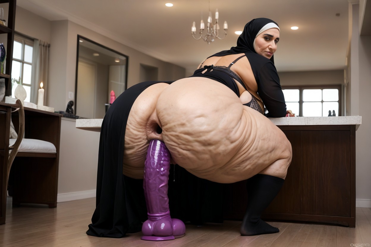 Dildo Inside Her Rectum, Extremadamente Pesado En La Parte Inferior, Hyper Phat Booty Porno indio IA