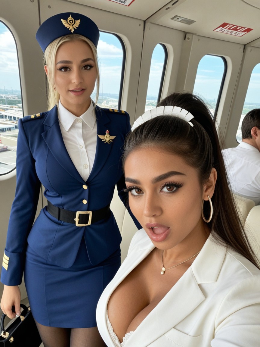 Indian Flight Attendant, Round Face, Woman Waring Black Eyeliner Porno indio IA