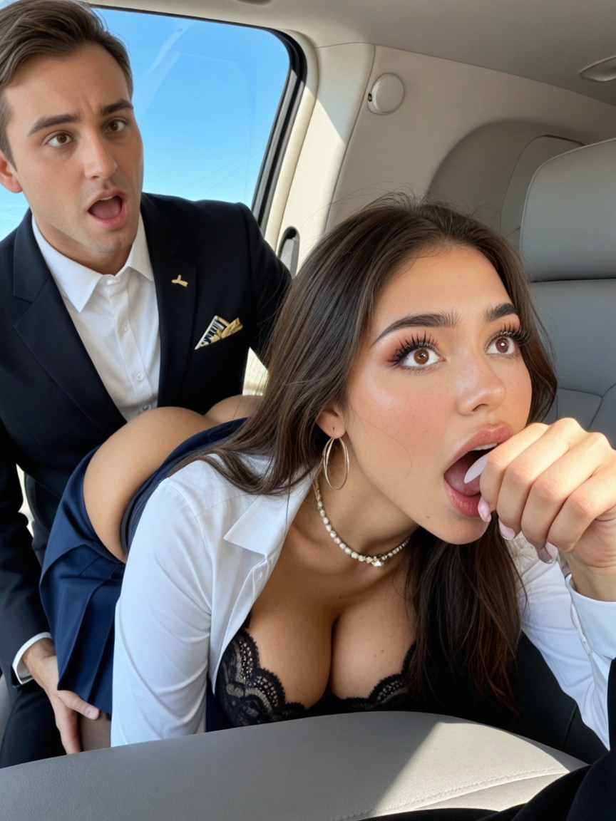 Dark Blue Flight Attendant Blazer, Dark Blue Skirt, Feminine Indian AI Porn