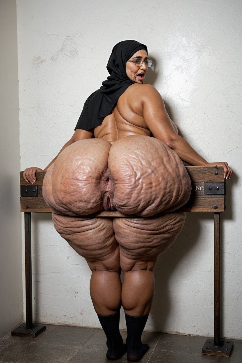 Hyper Massive Ass, Hyper Colossal Tits, Her Both Hands Behind Back Porno indio IA