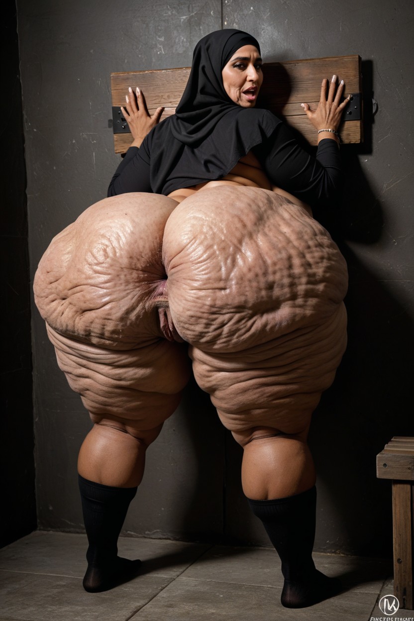 Hyper Colossal Donkey Ass, Hourglass Figure, Tits Squished To Wall Indian AI Porn