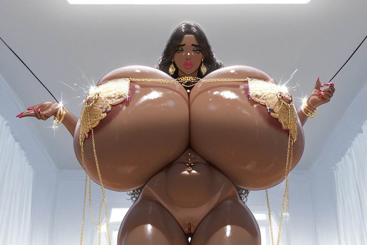 Biggest Tits, Gigantic Colossal Hyper Breasts, Hourglass Figure With A Defined Waist Hips And Thighs Are Full And Curvaceous Indian AI Porn