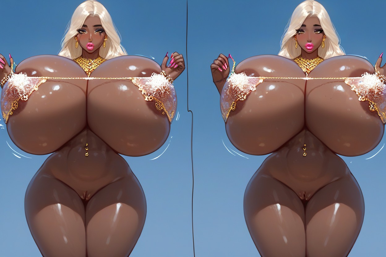 Black Woman The Skin Has A Slight Sheen, Extremely Oversize Breast Expansion, Full Breasts Porno indio IA