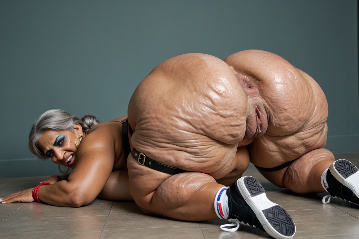 Extremely Sweaty, Saggy Voluptuous Body, Gapped Anus Indian AI Porn