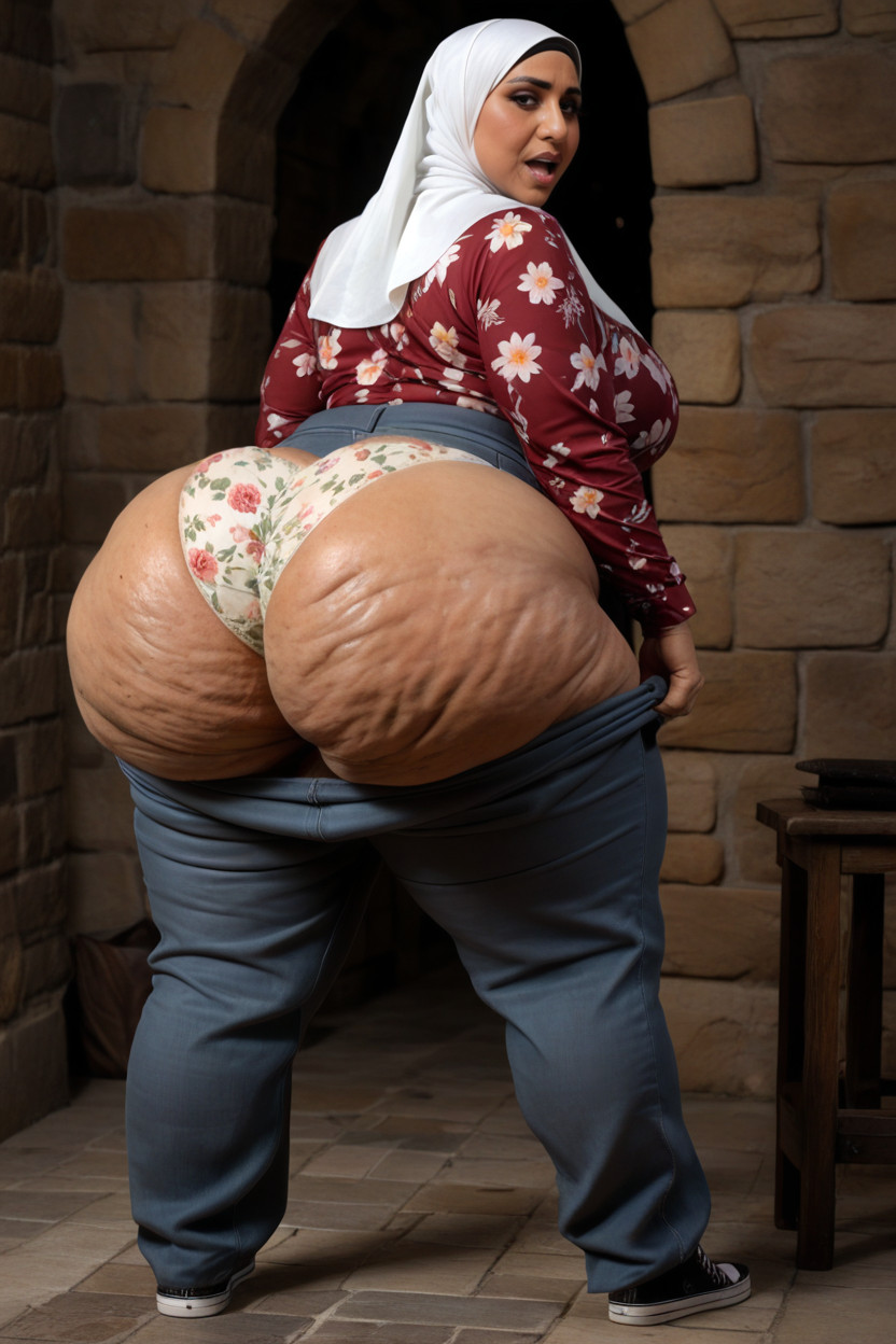 Dramatic Spot Light, Heavy Bulging Prominent Bubble Ass, Shy Indian AI Porn